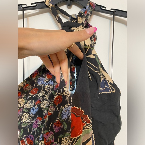 FREE PEOPLE Floral Halter Neck Jumpsuit Size 2 - Picture 9 of 12